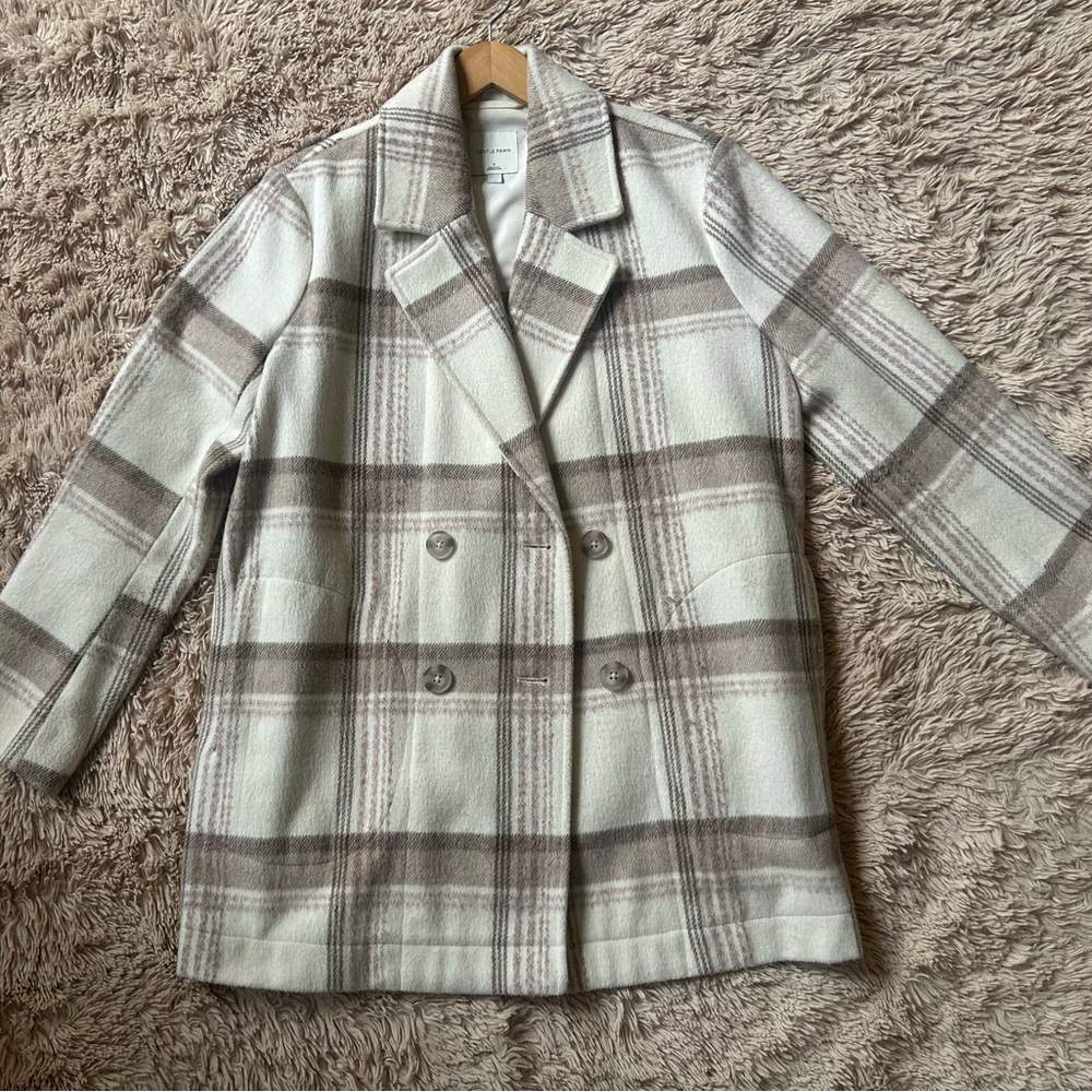 Gentle Fawn Cream and Brown Plaid Pea Coat